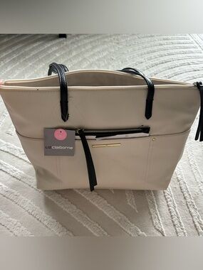 Liz Claiborne | Cream & Black Tote Bag | NWT